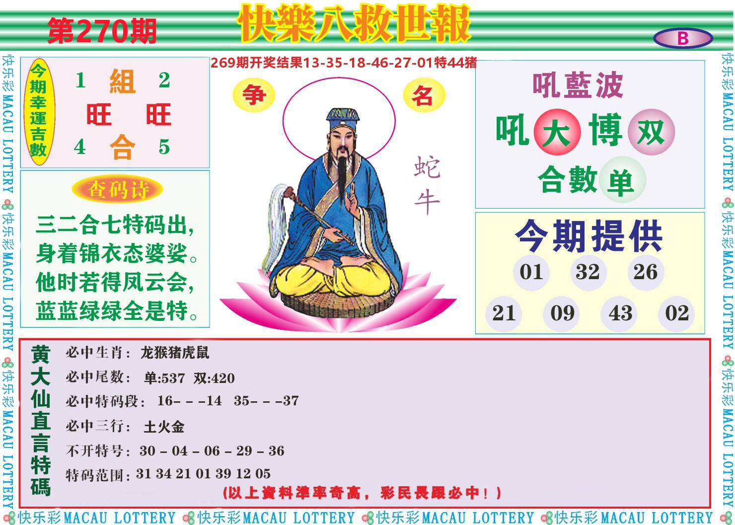 七星彩图B 第270期