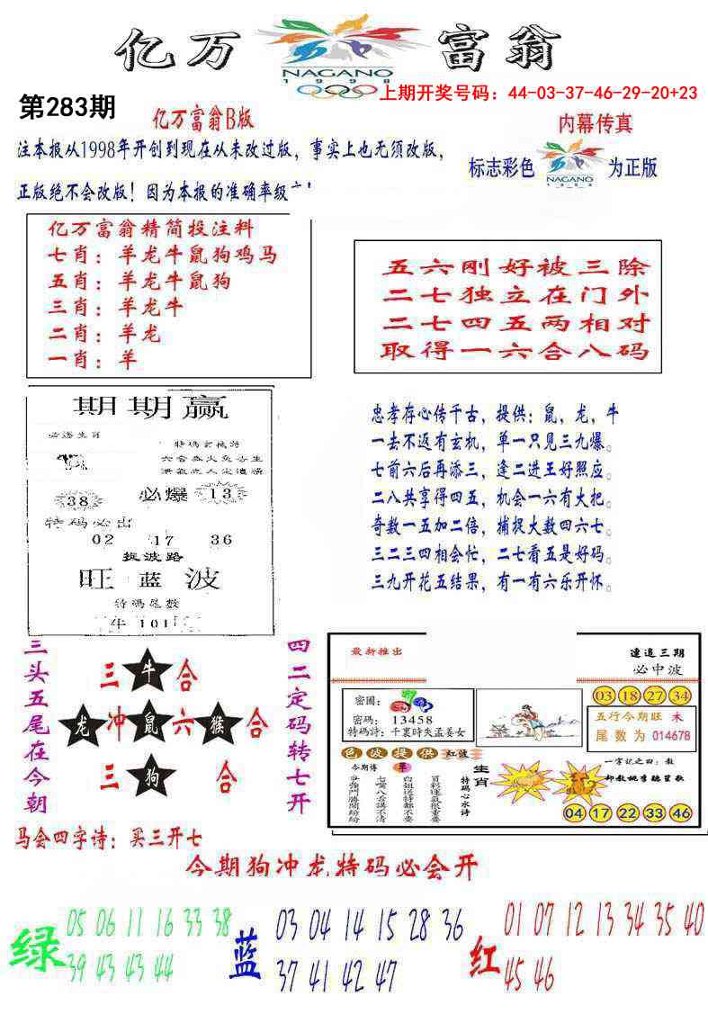 亿万富翁B 第283期