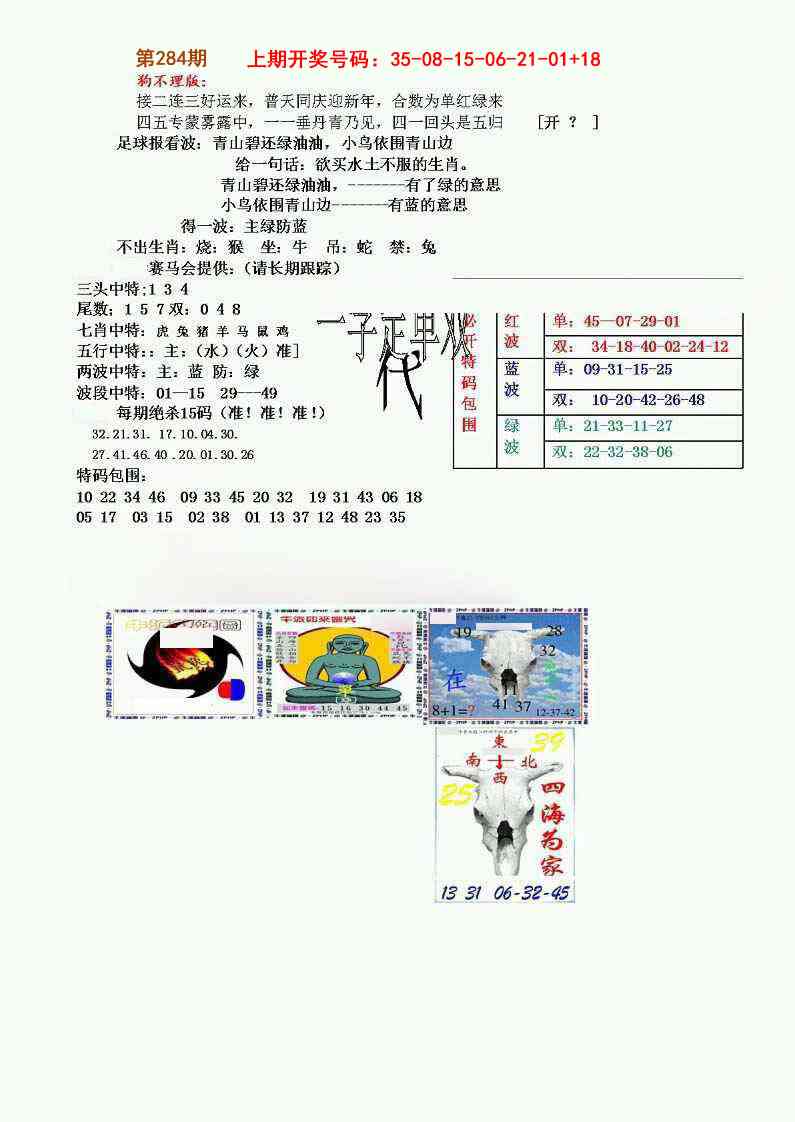 狗不理特码报 第283期