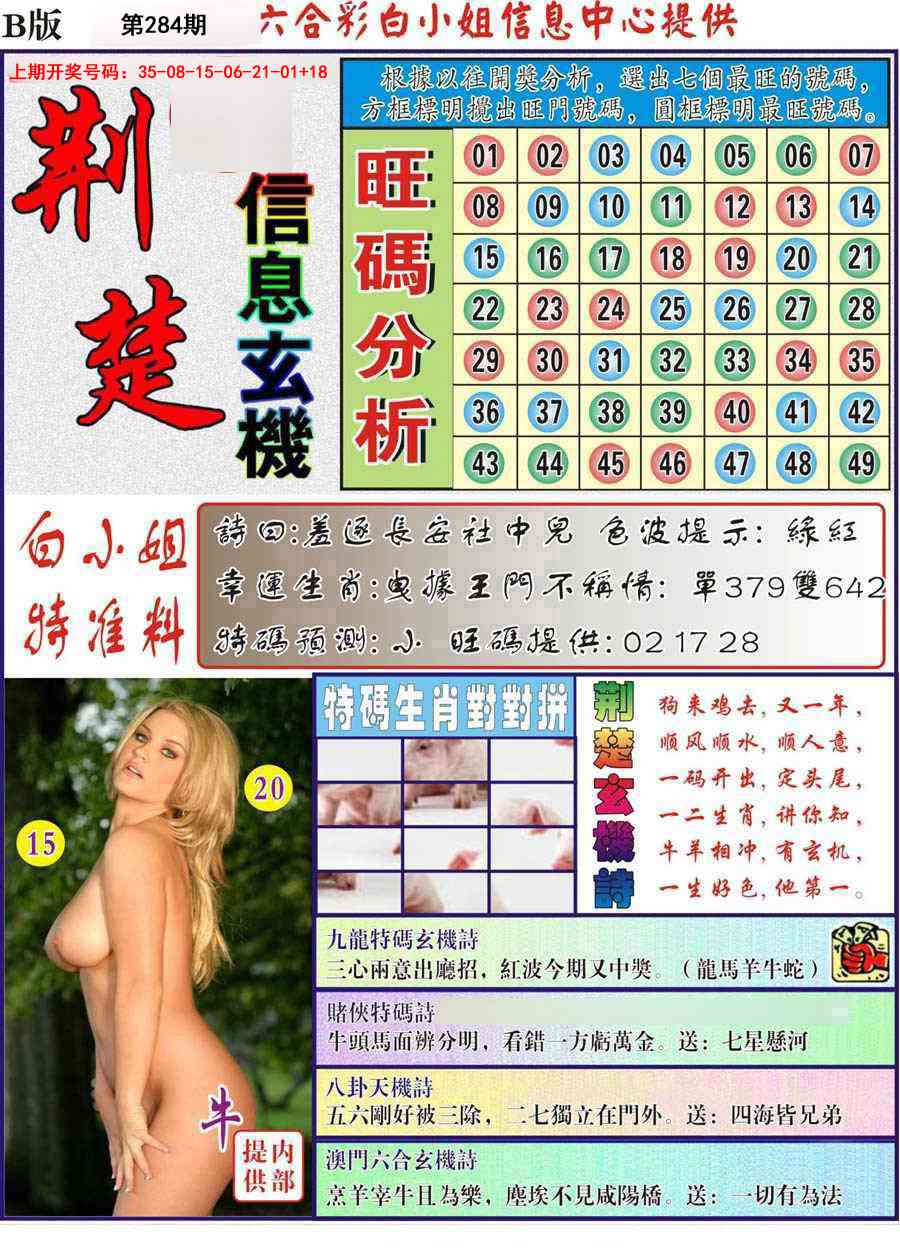 荆楚信息玄机B 第284期