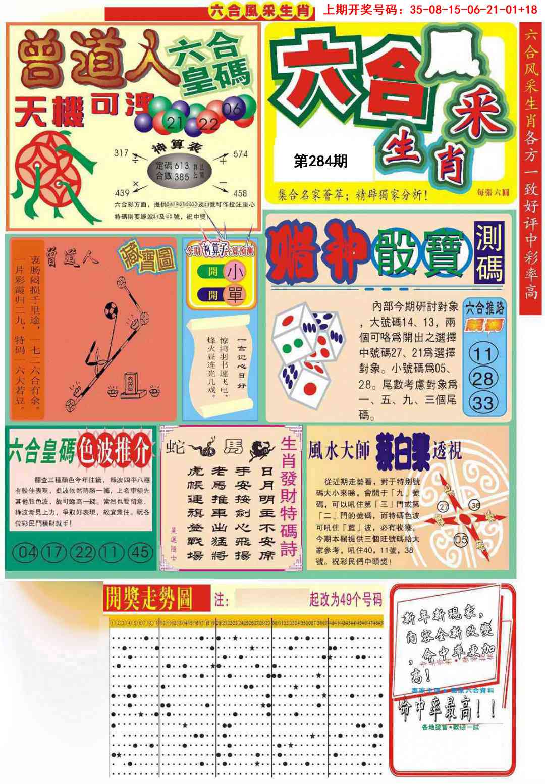 六合风采A 第283期