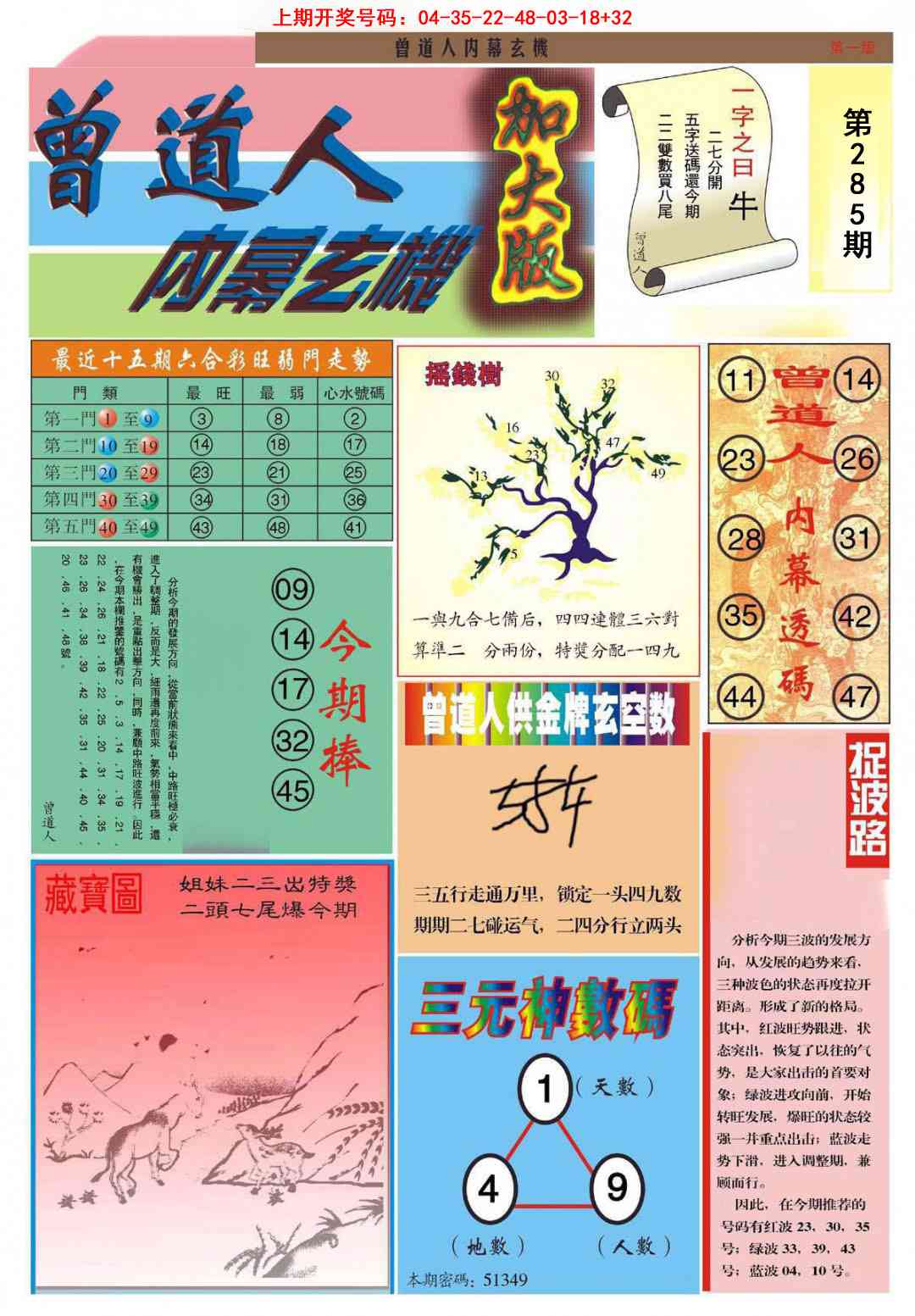 曾道人内幕A加大版 第284期