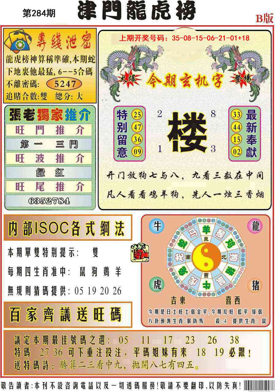 津门龙虎榜B 第283期
