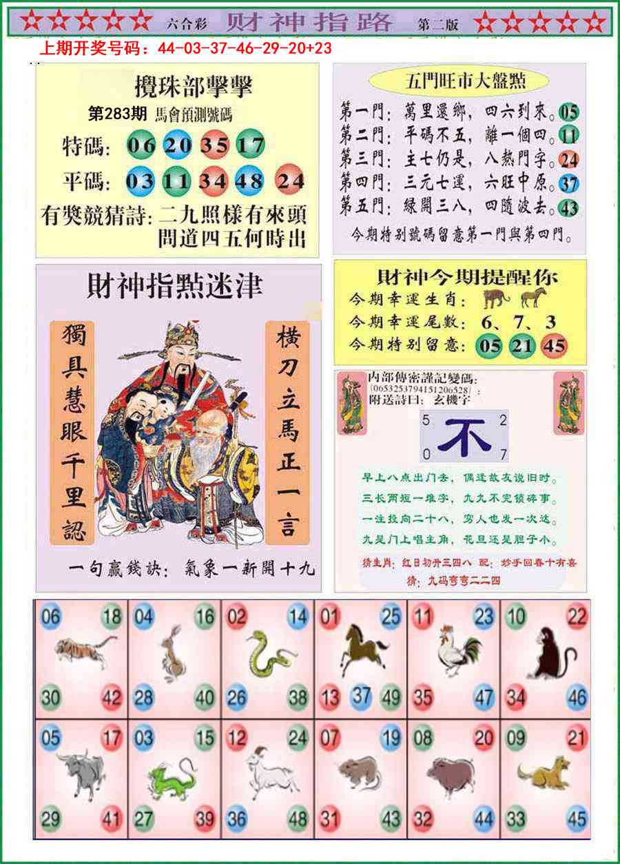 财神指路B 第283期