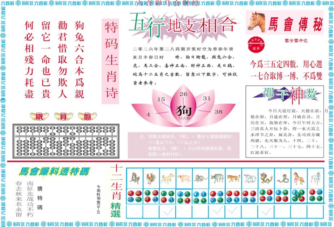马会财经B 第284期