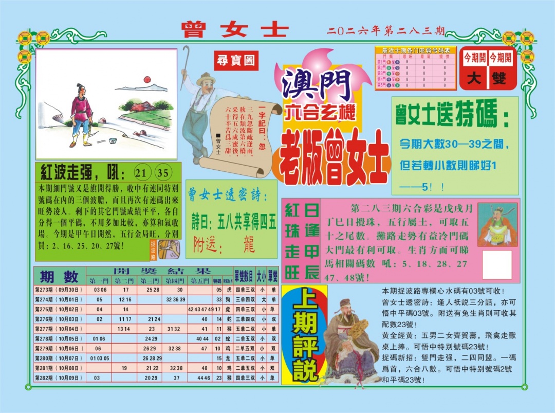 老版曾女士A 第283期
