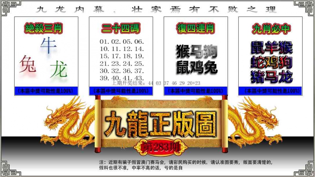 九龙正版图 第283期