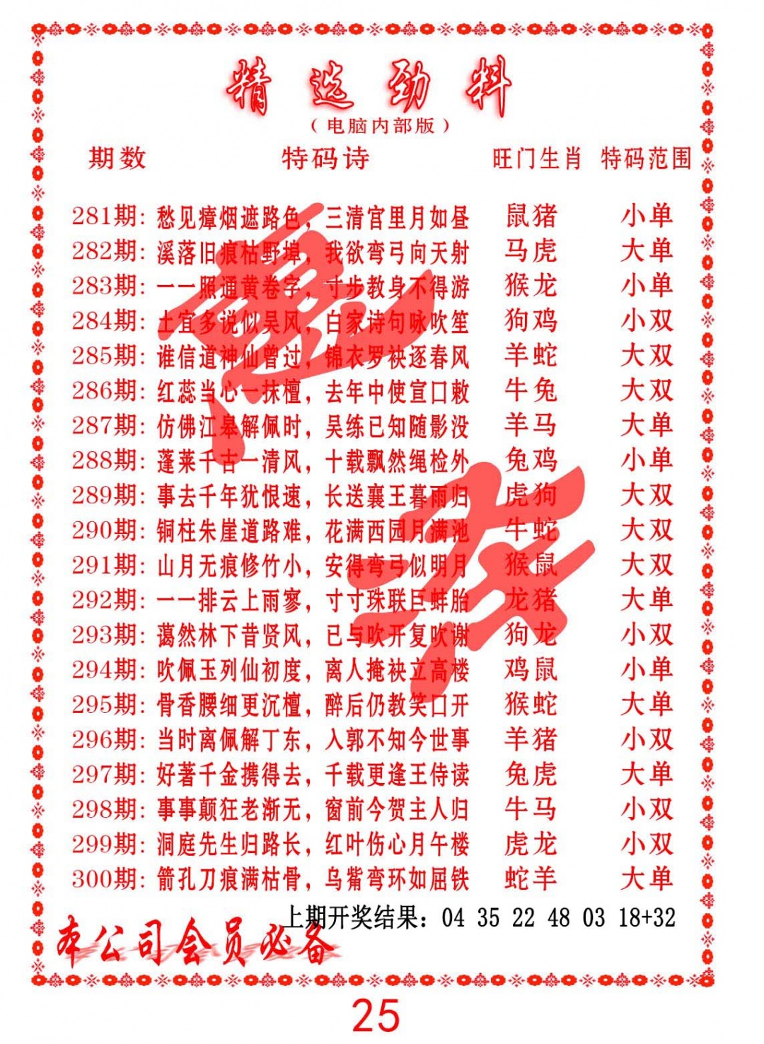 精选劲料 第285期