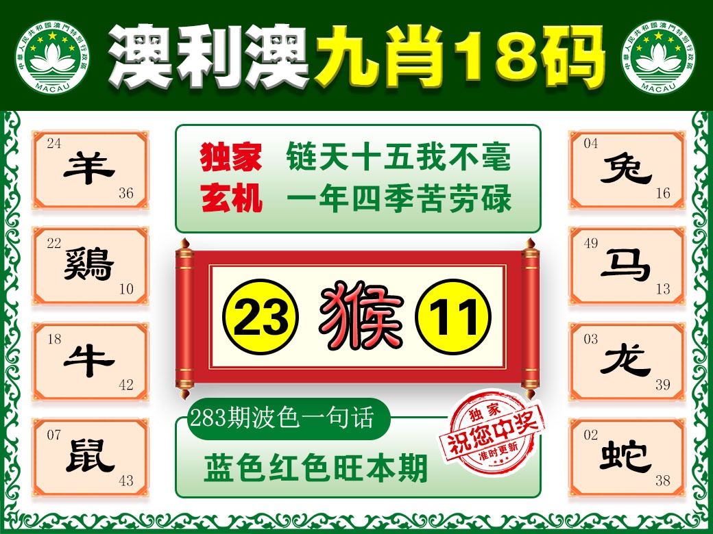 澳利澳九肖 第283期