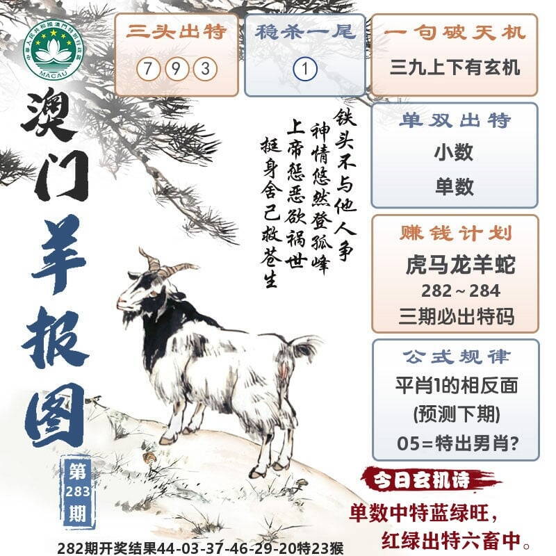 澳门羊报图 第283期