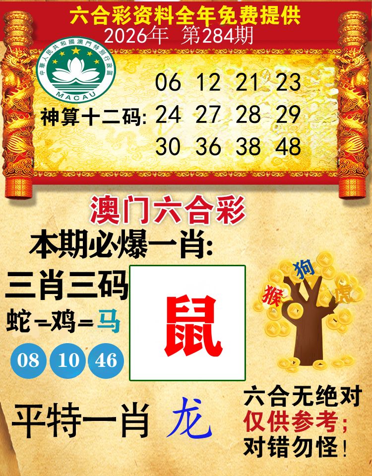 澳门必爆 第284期