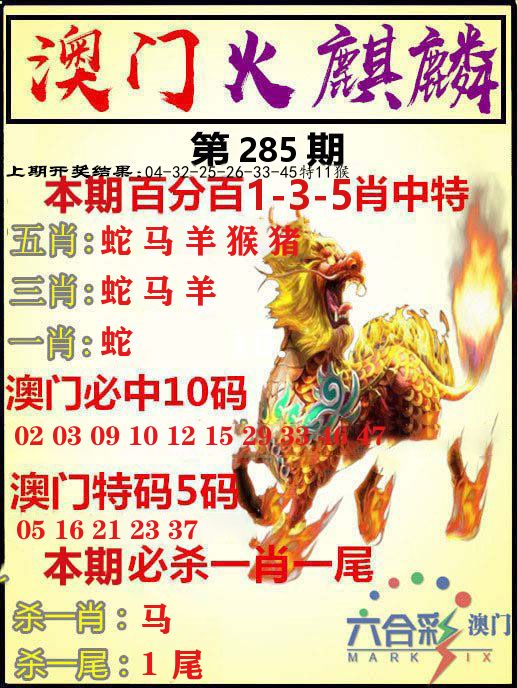 火麒麟 第285期