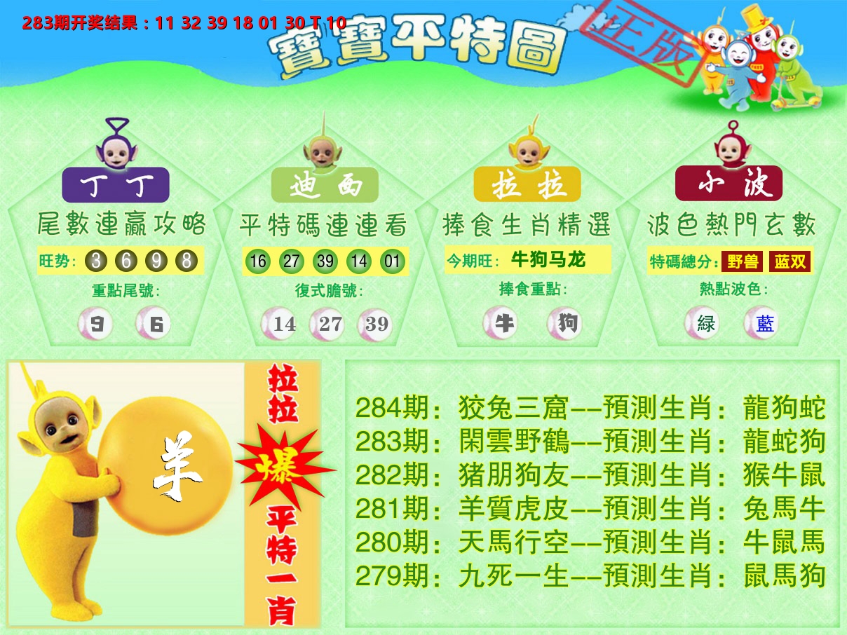 天线宝宝平特图 第284期