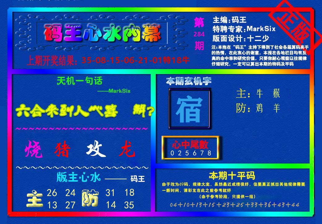 码王心水内幕 第283期