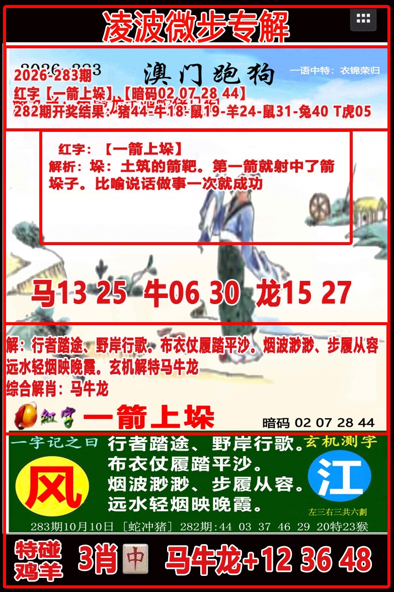 凌波微步 第283期