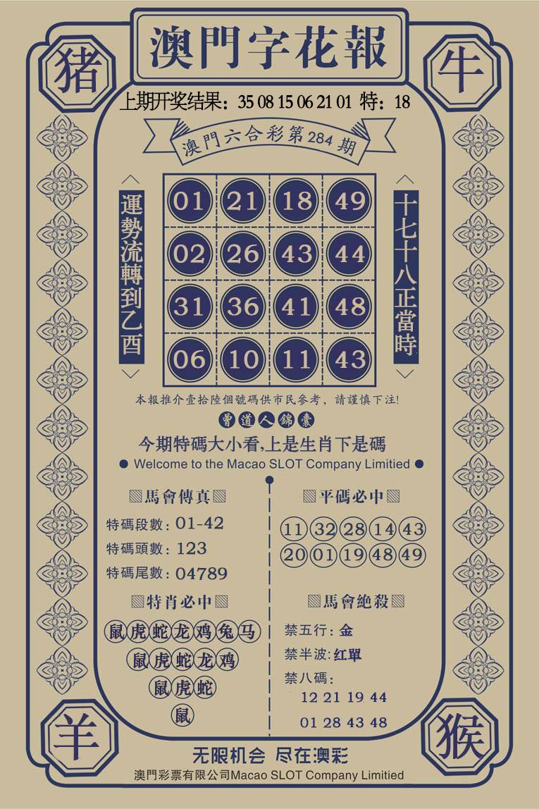 澳门字花报 第283期