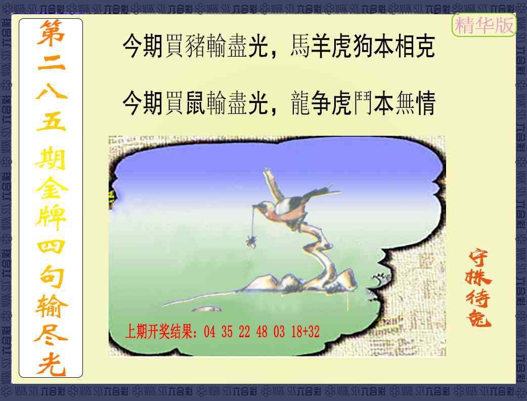 金牌四句输尽光 第285期