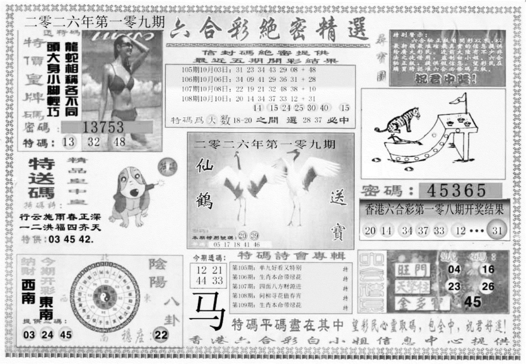 白姐绝密精选A 第109期