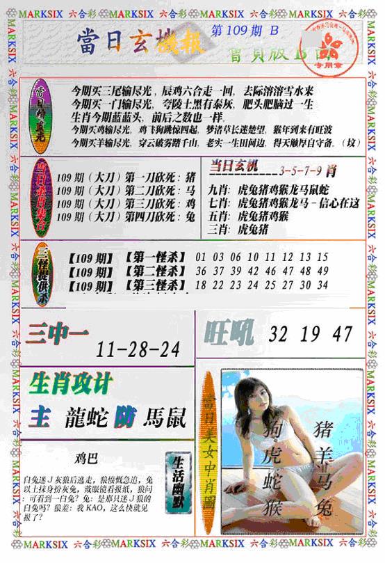 当日特码玄机B(新) 第109期