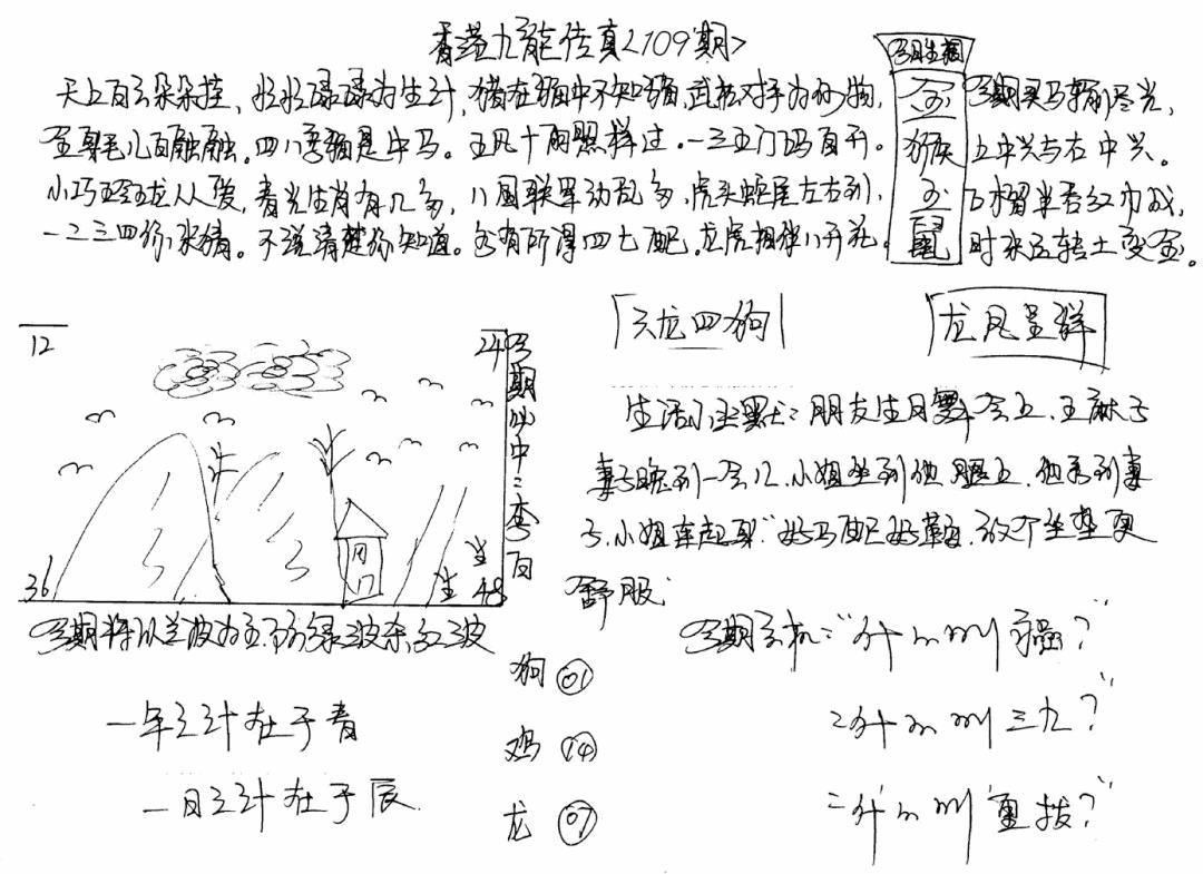 手写九龙内幕(早图) 第109期