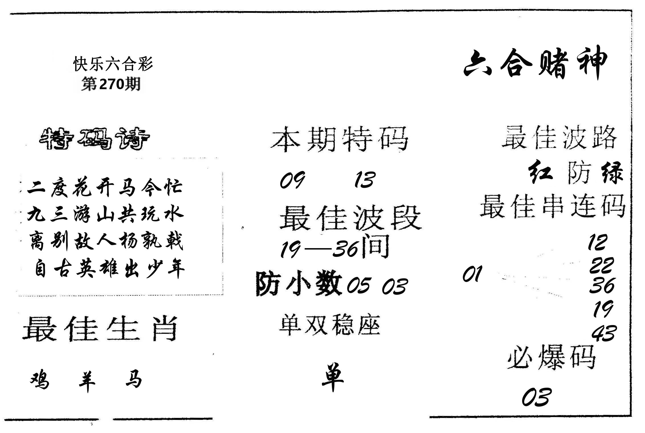 六合赌神 第270期