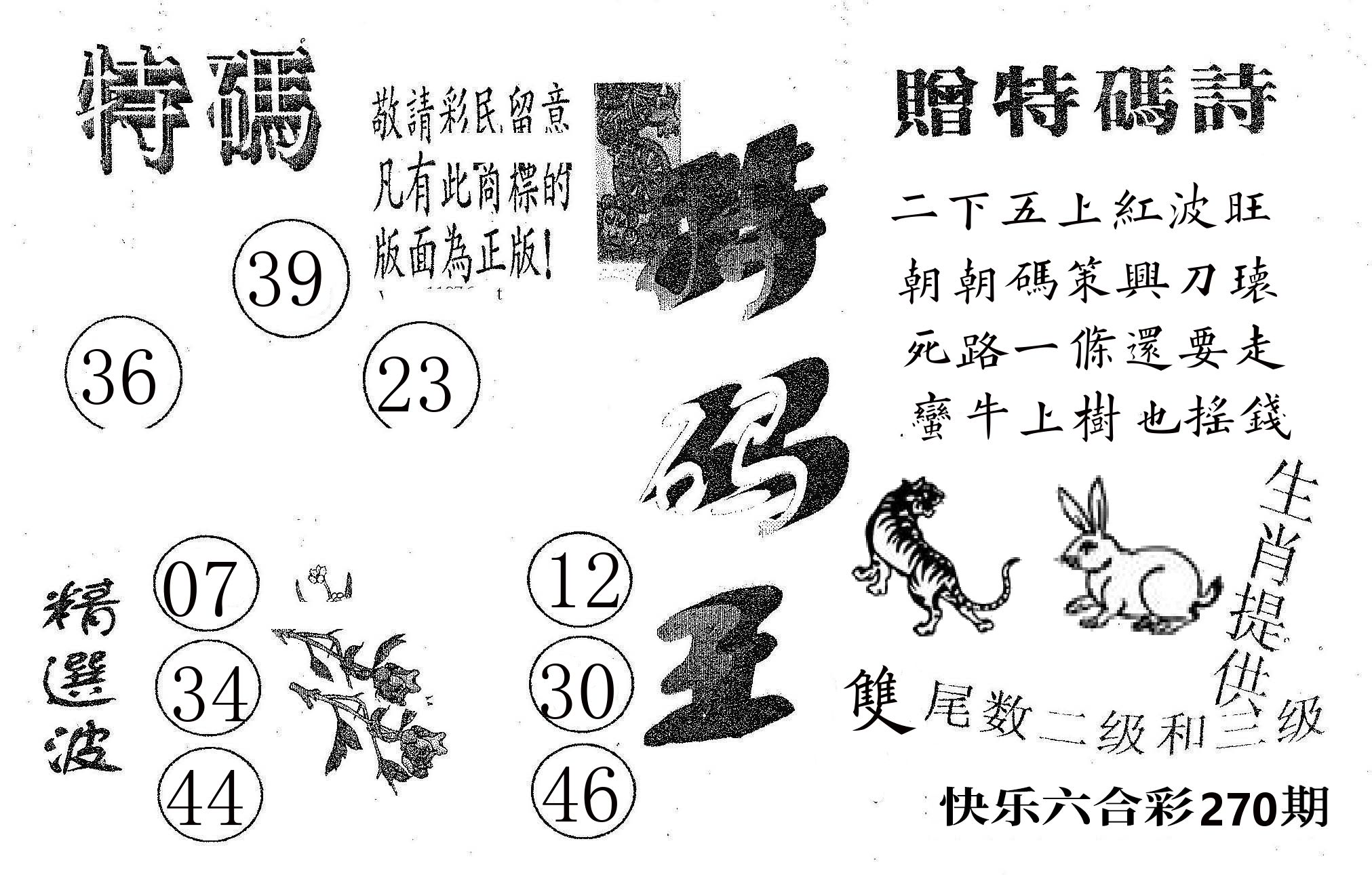 特码王A 第270期