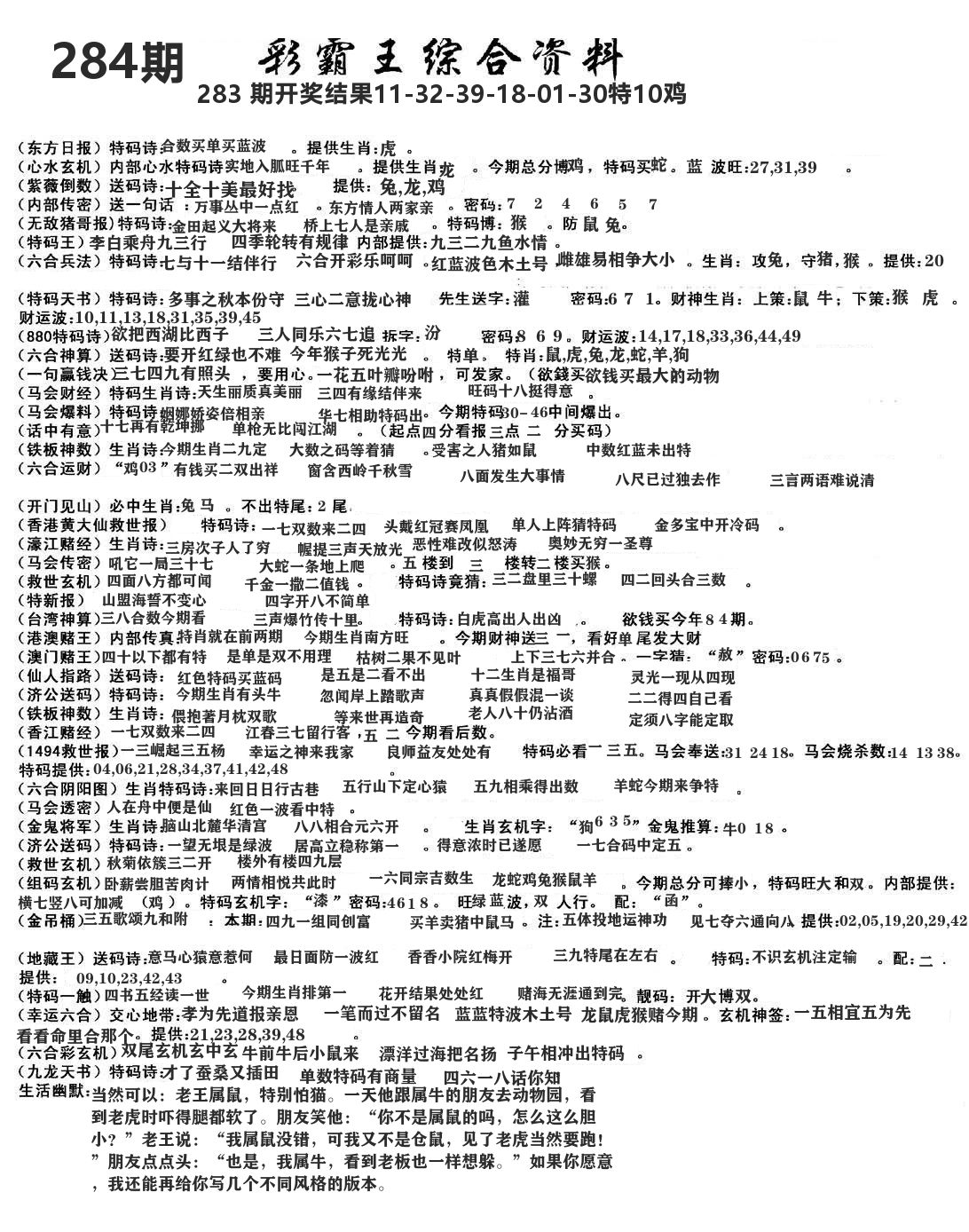 澳门综合资料 第283期